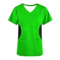 thumbnail image 4 of Hauts de Sarrau à Col en V pour Femmes, Extensibles Doux, Résistants aux Plis, Uniforme Médical d'Infirmière avec 2 Poches, Confortable et Léger, Uniforme de Travail à Manches Courtes, Blouse Imprimée Verte, 4 of 4