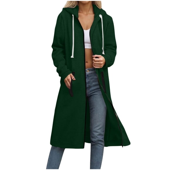 TACILIP Women's Zip Up Hoodies Long Tunic Sweatshirts Casual Long Sleeve Fall Jackets Coat with Pockets Winter Fashion Clothing, Gifts for Women