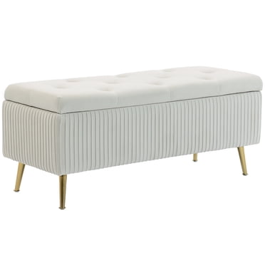 HOMCOM Storage Ottoman Bench with Steel Legs, 43 Inch Large Storage Chest