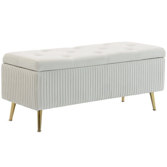 HOMCOM Storage Ottoman Bench with Steel Legs, 43 Inch Large Storage Chest