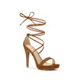 thumbnail image 1 of BLISSFUL STEP Sandales pour Femmes Talons Aiguilles Talons Plateforme Sandales à Lacets Brun 10, 1 of 7