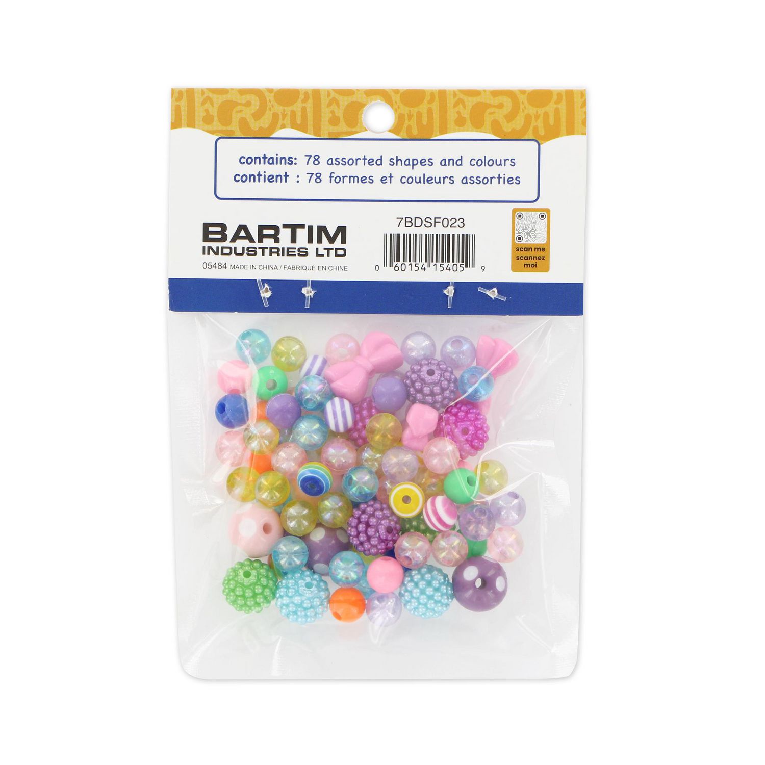 TINY HANDS Fun Fashion Beads, 78 Assorted Shapes & Colours, Kids’ Jewellery & Crafts, Ages 6+