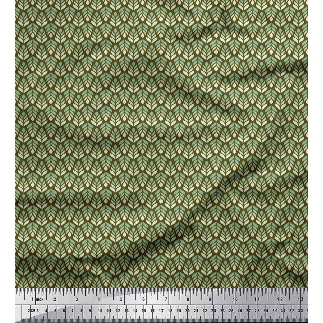 Soimoi Viscose Chiffon Fabric Leaves Small Decor Fabric Printed Yard 42 Inch Wide
