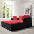 thumbnail image 2 of Costway Outdoor Patio Rattan Daybed Thick Pillows Cushioned Sofa Furniture Red, 2 of 10