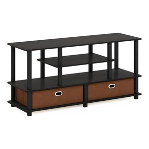 Pemberly Row Engineered Bois gros TV Se tenir debout pour TV jusqu'à 55" en noir/brun