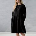 thumbnail image 5 of Robes en Coton pour Femmes Décontractées Été Mode Décontractée Col Rond Bouton Manches Longues Robe en Coton et Lin Longueur Genou Poche Robes Unies Robes en Lin pour Femmes Décontractées Été, 5 of 5