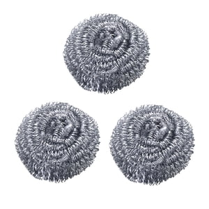 3 Pcs Scoureurs en acier inoxydable Éponges en acier inox 2.36 inch Nettoyage Balle Utensil Scrubber Plaquettes de laine en acier pour fonte, poêles, gril, nettoyage à l'évier