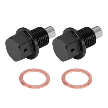 Unique Bargains 2 Ensemble Bouchon de Vidange d'Huile M12x1.25 Magnétique en Alliage d'Aluminium avec 2 Rondelles pour Voiture Motocyclette Noir