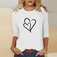 thumbnail image 2 of Plebaso Hauts Cœur pour Femmes Manches 3/4 Col Rond T-Shirts Décontractés Imprimé Chandail Femmes 2025 Tee Blouses, 2 of 4