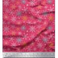thumbnail image 1 of Soimoi Pink polyester Crepe Fabric Snow Flakes Floral Decor Fabric Printed Yard 52 Inch Wide, 1 of 5