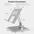 thumbnail image 3 of Graflsoa Adjustable Aluminum Alloy Phone & Tablet Stand, Foldable & Portable, Non-Slip Silicone Base, Silver/Grey, 180° Angle, Compact Design, 3 of 7