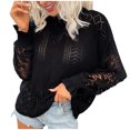 thumbnail image 1 of Mrat Fall Sweaters pour Femmes 2024 Mode Décontractée Couleur Unie Manches Longues Col Rond Froncé Blouse Chandail Tops Grande Taille Pulls pour Femmes Automne P-43 Noir P, 1 of 6