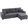 thumbnail image 1 of HOMCOM Chaise Sectional Sofa, Corduroy Fabric Corner Couch, Charcoal Grey, 1 of 10