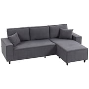 HOMCOM Chaise Sectional Sofa, Corduroy Fabric Corner Couch, Charcoal Grey