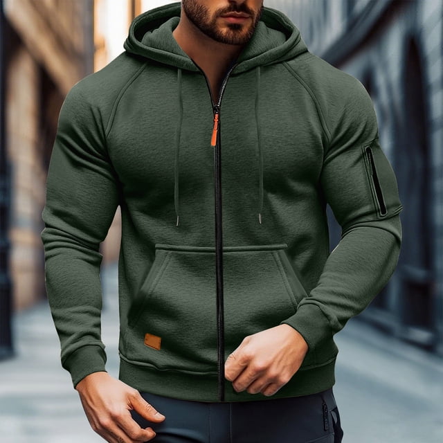 PEONAVET Veste pour Homme Veste Cargo pour Homme Couleur Unie Multiples Poches Sport Mise en Forme Entraînement Raglan à Manches Longues à Capuche Veste Décontractée
