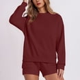 thumbnail image 4 of HAiming Ensemble 2 Pcs pour Femmes Chandail Col Rond Chandails en Molleton et Shorts Surdimensionnés Amples, 4 of 5