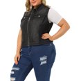 thumbnail image 4 of GRACE & GRANDEUR Veste Sans Manches en Denim Style Camionneur à Fermeture Éclair devant pour Femme Grande Taille, 4 of 6