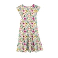 thumbnail image 3 of XUNKUSGA Robes pour Filles 4-15 Ans Mignonne à Imprimé Floral Manches à Volants Robe Midi Évasée Été Ample Plissée Robe de Sortie Mode Bohème Robes de Plage avec Poches, Rose, 3 of 5
