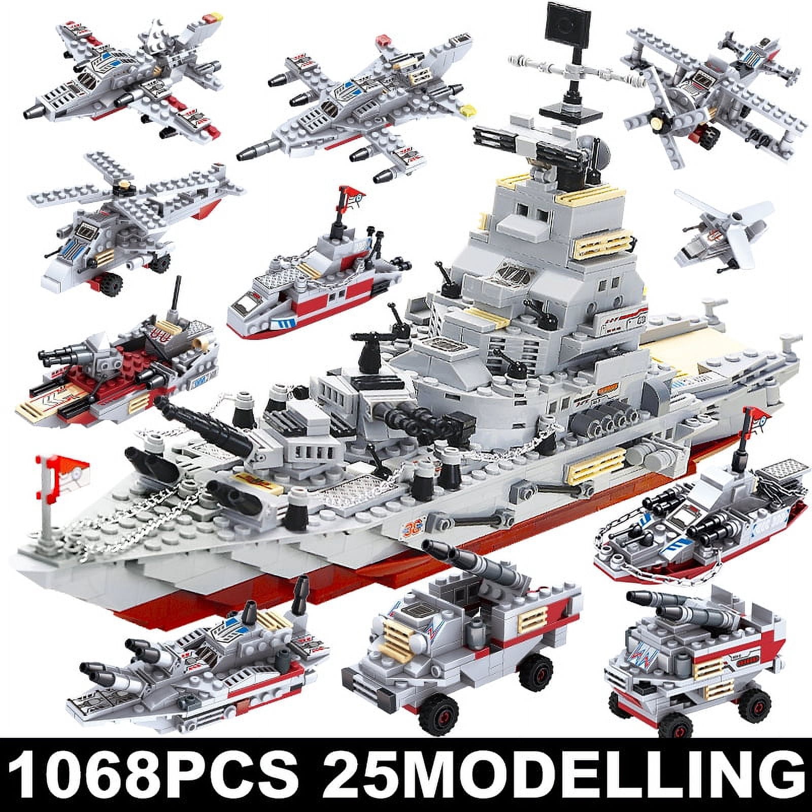 Navy War Chariot Ship Army Boat Plane Model Warships Building Blocks Compatible With Lego  Construction Set for Boys Bricks Toys,no box