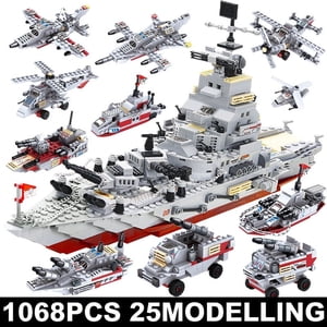 Navy War Chariot Ship Army Boat Plane Model Warships Building Blocks Compatible With Lego  Construction Set for Boys Bricks Toys,no box