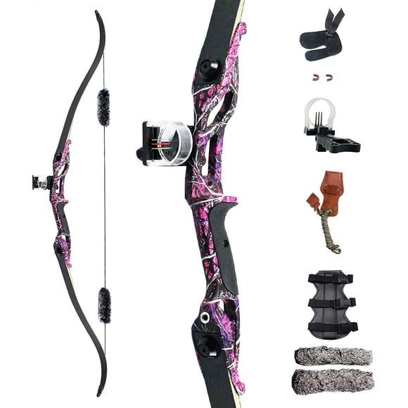 56" Recurve Bow Metal Riser Takedown Archery Bow for Hunting 3D Target 30 35 40 45 50 lbs Come with Stinger Tool RIGHT Handed