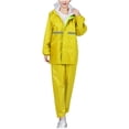 thumbnail image 3 of Sentmoon Ensemble de 2 Pcs Manteaux Imperméables pour Femmes et Pantalons de Randonnée avec Capuche à Manches Longues Imperméable pour Femmes avec Imprimé Ponchos Respirants à Fermeture Éclair pour Adultes pour la Randonnée, le Randonnée et le Voyage Jaune TTG, 3 of 7
