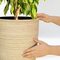 thumbnail image 4 of FIASON 4 Pack Large Plastic 21/18/12/10" H Oatmeal White Textured Tall Planters, Tall Plant Pots for Outdoor Indoor with Shelf Inset, Textured Finish Large Flower Pot with Drainage Holes for Patio, 4 of 15