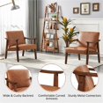 thumbnail image 4 of Yaheetech Mid-Century Modern Faux Leather Accent Chair with Solid Wood Legs, Brown, 4 of 7