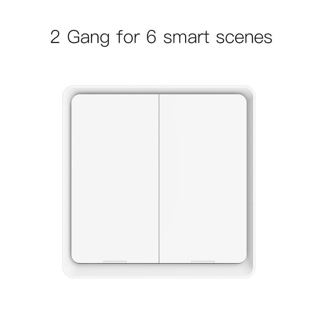 Mistaha Wireless Scene Switch Push Button Smart Switch Wall Panel Battery Powered Tuya/ Smart Life APP Remote Control for Smart Home Devices(ZigBee Hub Required), White 2 Gang