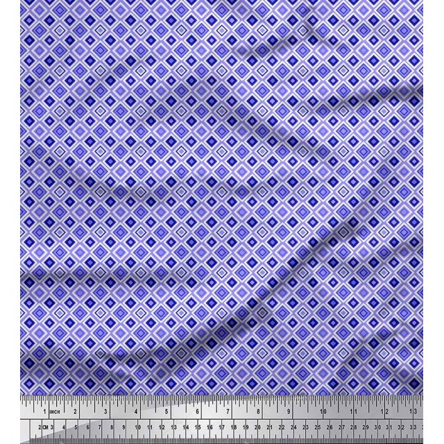 Soimoi Velvet Fabric Check & Geometric Decor Fabric Printed Yard 58 Inch Wide