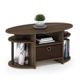 thumbnail image 4 of Pemberly Row Engineered Wood Oval Coffee Table with Bin in Columbia Walnut, 4 of 6