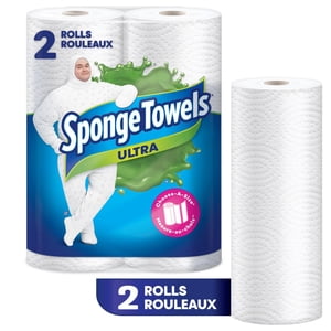 SpongeTowels Ultra Paper Towel, Choose-A-Size Sheets, 2 Rolls