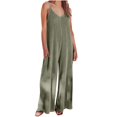 thumbnail image 1 of Plebaso Women's V Neck Sleeveless Jumpsuits Loose Spaghetti Strap Casual Wide Leg Rompers with Pockets, 1 of 6