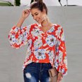 thumbnail image 4 of Pompotops Mode Dames Décontracté Manches Longues Col en V Blouse Femme T-Shirt Imprimé, 4 of 9