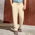 thumbnail image 2 of Ediodpoh Men's Casual Cotton and Linen Drawstring Pants Men Pants Beige XXL, 2 of 9
