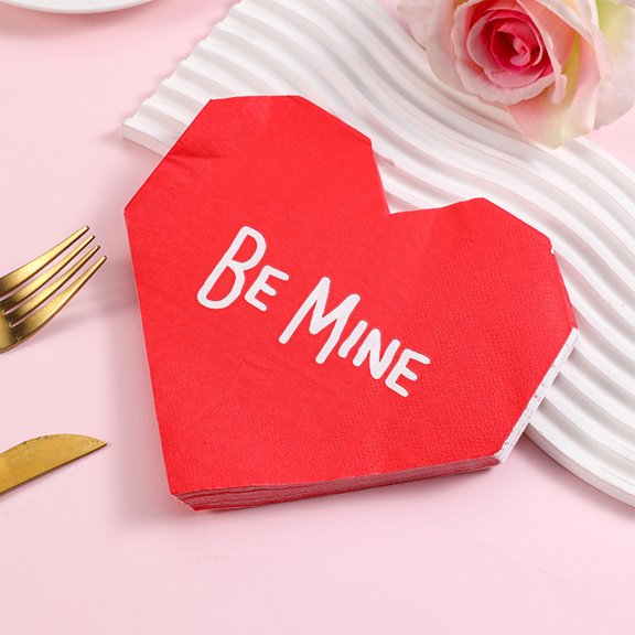 Valentines Day Paper Napkins, Festive Decorative, Disposable Patterns, 5 Pack 100 Sheets, Table Centerpieces, Romantic Party Supplies, Wedding Guest Napkins, Elegant Servingware Hzhnb | Paper, Red