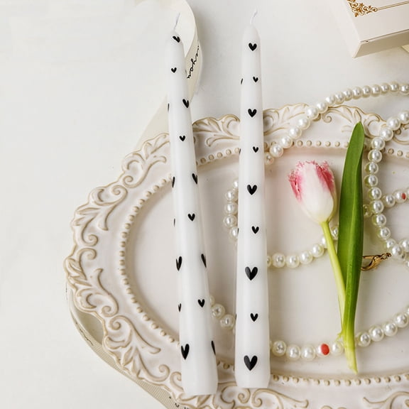 Pcksrro Décorations et Cadeaux de la Saint-Valentin pour Femmes, Bougie Imprimée à Longue Tige Française Romantique Mariage Saint-Valentin Longue Tige Fête Anniversaire Bougie