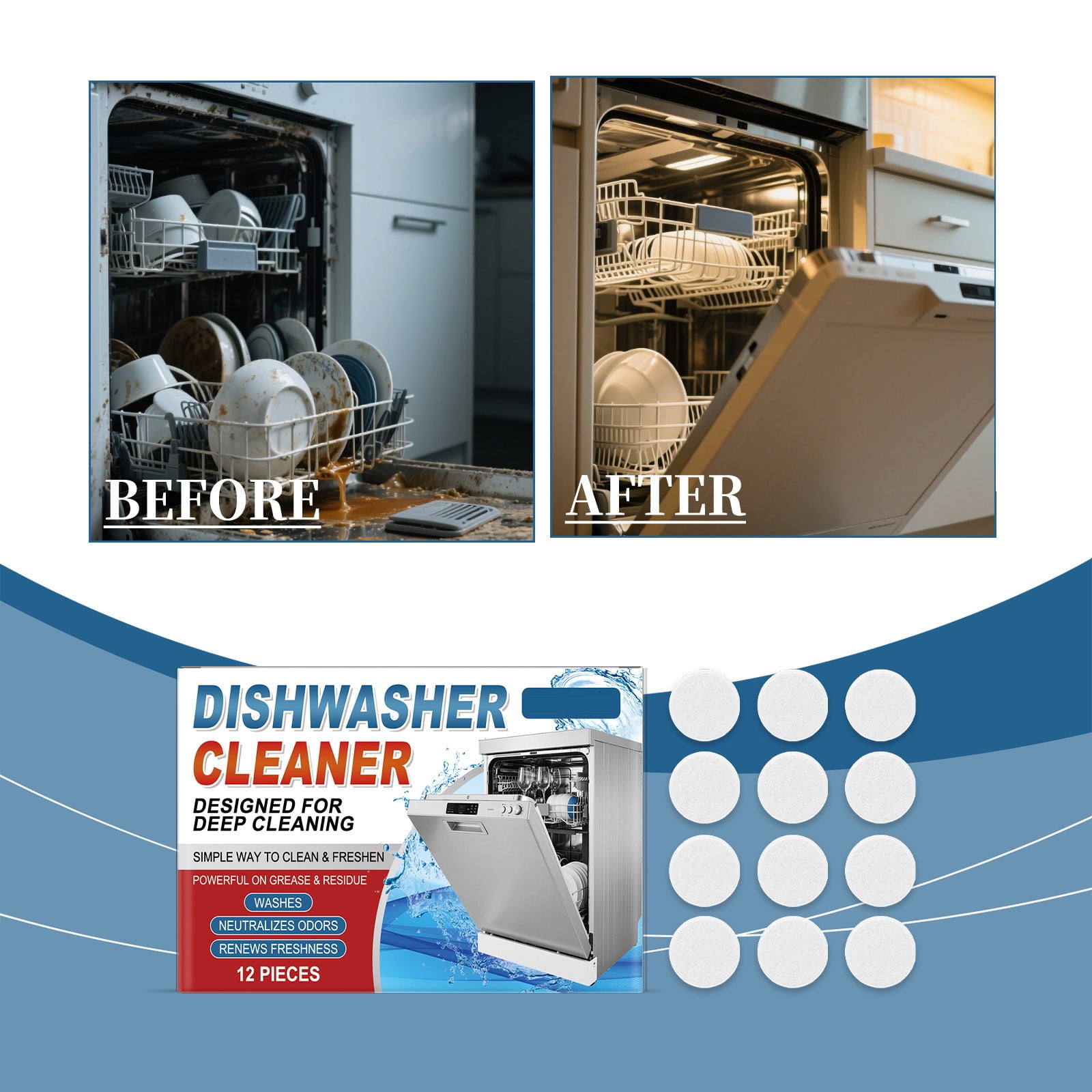 Dishwasher Cleaning Sheet Decontamination Degreasing Scale Cleaning Sheet Dishwasher Cleaning Special Maintenance Sheet