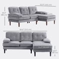 thumbnail image 3 of HOMCOM L-Shape Sofa with Right Chaise Lounge and Rubber Wooden Legs, Grey, 3 of 10