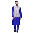 thumbnail image 1 of Atasi Ensemble Kurta Pyajama en Soie Dupion Ethnique avec Veste Nehru Imprimée pour Hommes, 1 of 3