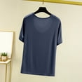 thumbnail image 4 of Weiqiqre T-Shirt à Col Rond pour Femme à Manches Courtes Ajusté T-Shirt Mince Uni Haut de Pyjama Pyjama à Manches Courtes, 4 of 8