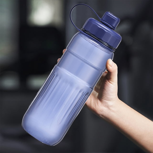 Sports Water Bottle - Large Capacity Plastic Water Cup for Exercise, Portable & Durable Transparent Bottle, Blue, JKODE
