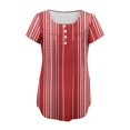 thumbnail image 4 of Pisexur Hauts de Printemps pour Femmes 2025, Hauts pour Femmes, Hauts de Sortie pour Femmes, Hauts pour Dames & Haut Décontracté à Manches Courtes Imprimé Col Rond Plissé Mode Vin, 2TG, 4 of 7