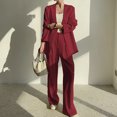 thumbnail image 2 of Timegard 2 Piece Suits Set for Women Button V Neck Open Front Jackets Business Office Wide Leg Pant Blazer Outfits, 2 of 6