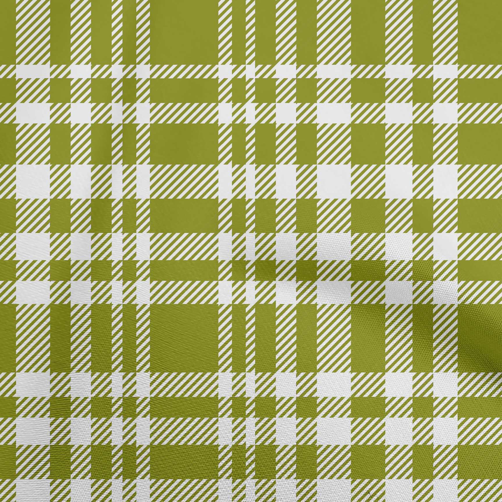 oneOone Rayon Green Fabric Check Dress Material Fabric Print Fabric By The Yard 56 Inch Wide