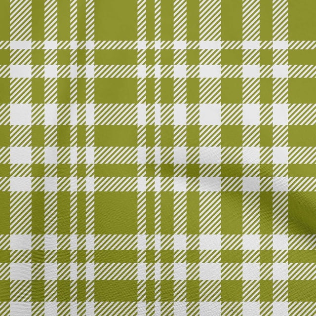 oneOone Cotton Cambric Green Fabric Check Sewing Material Print Fabric By The Yard 56 Inch Wide