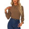 thumbnail image 1 of INSPIRE CHIC Blouse Imprimée à Col Montant Volanté à Smocks à Manches Longues pour Femme P Brun, 1 of 6