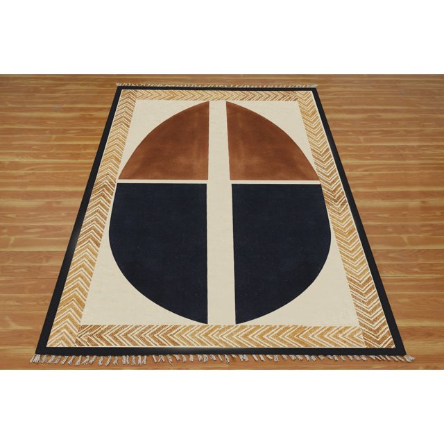 Casavani Hand Block Printed Cotton Dhurrie Blue Kitchen Area Mat Square Outdoor Rug Home Decor Kilim 9x9 feet