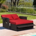 thumbnail image 3 of Costway Causeuse de Patio en Rotin Ensemble Lit de Jour Salon Ottomane de Rangement Tables d'Appoint Ajustable Rouge, 3 of 10