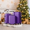 thumbnail image 3 of Ktaxon Ensemble de Voyage 3 Pcs Bagage Sac ABS Valise à Roulettes Violet, 3 of 8